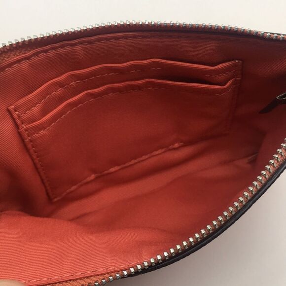 Coach Salmon Pebbled Leather Wristlet with silver tone hardware - Picture 10 of 16